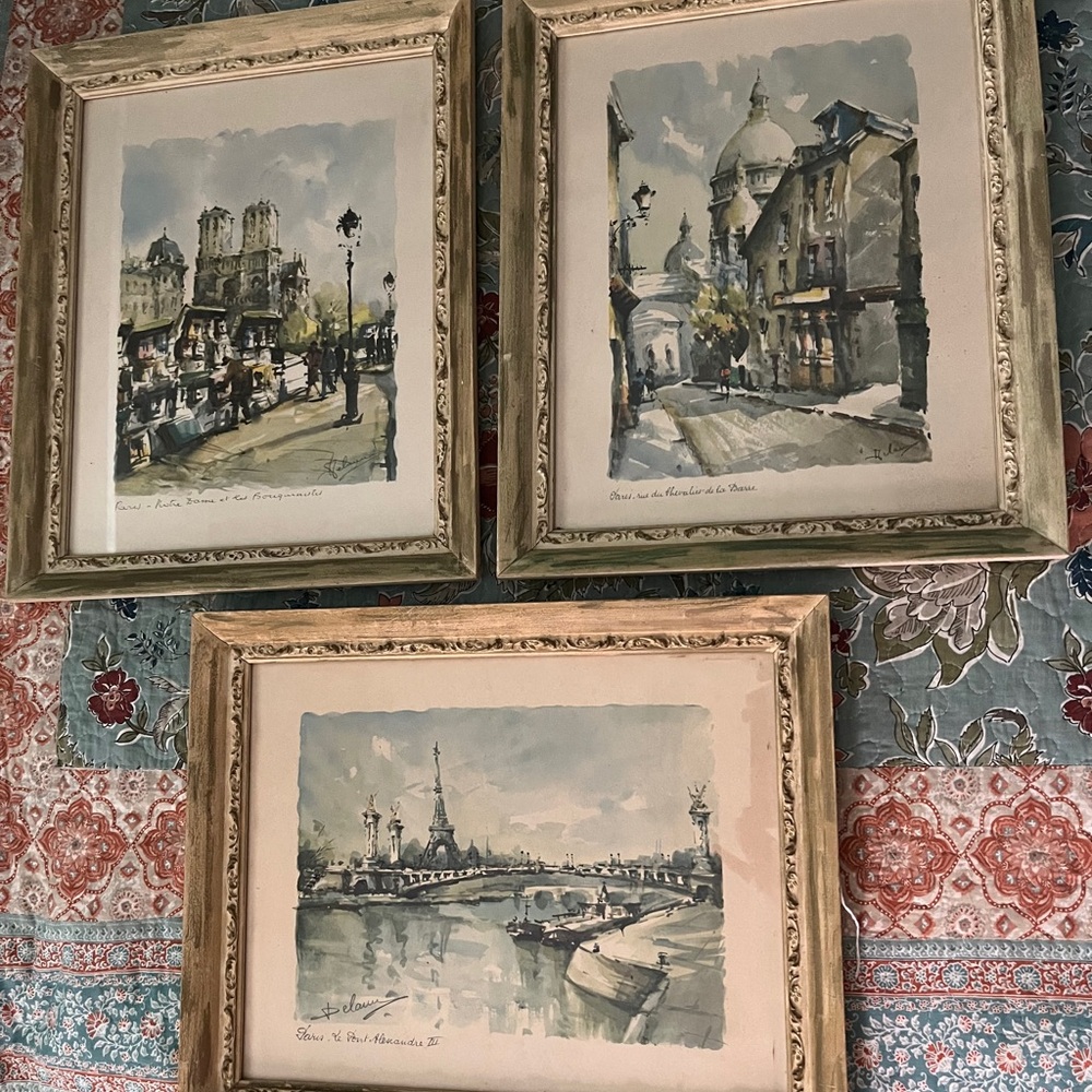 Vintage Framed Parisian Art Set